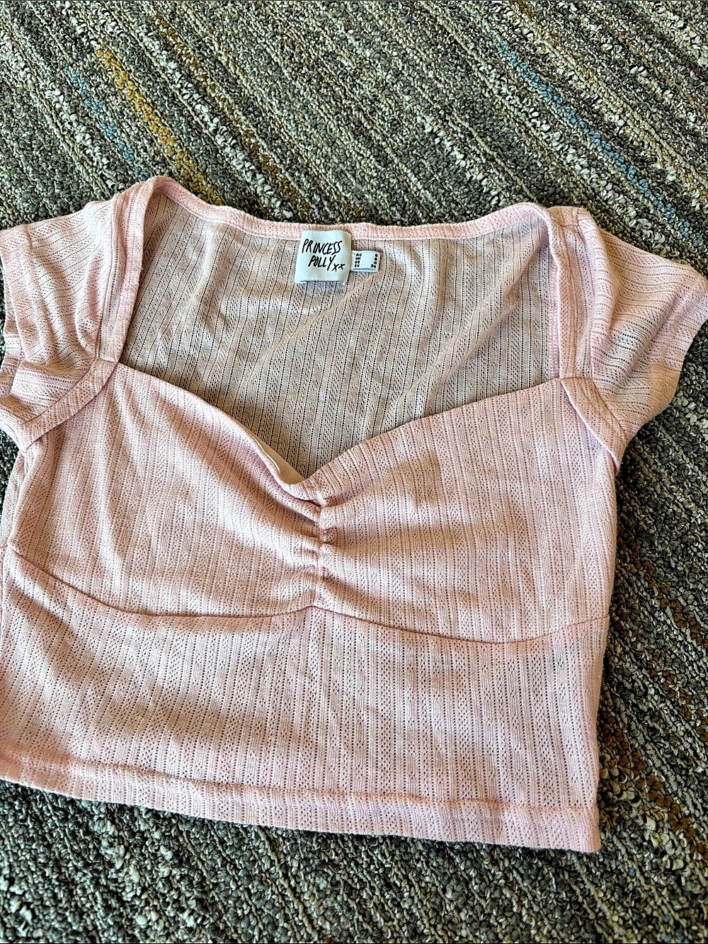 Princess Polly Ruched Cropped Top in Pink Size Small Like New